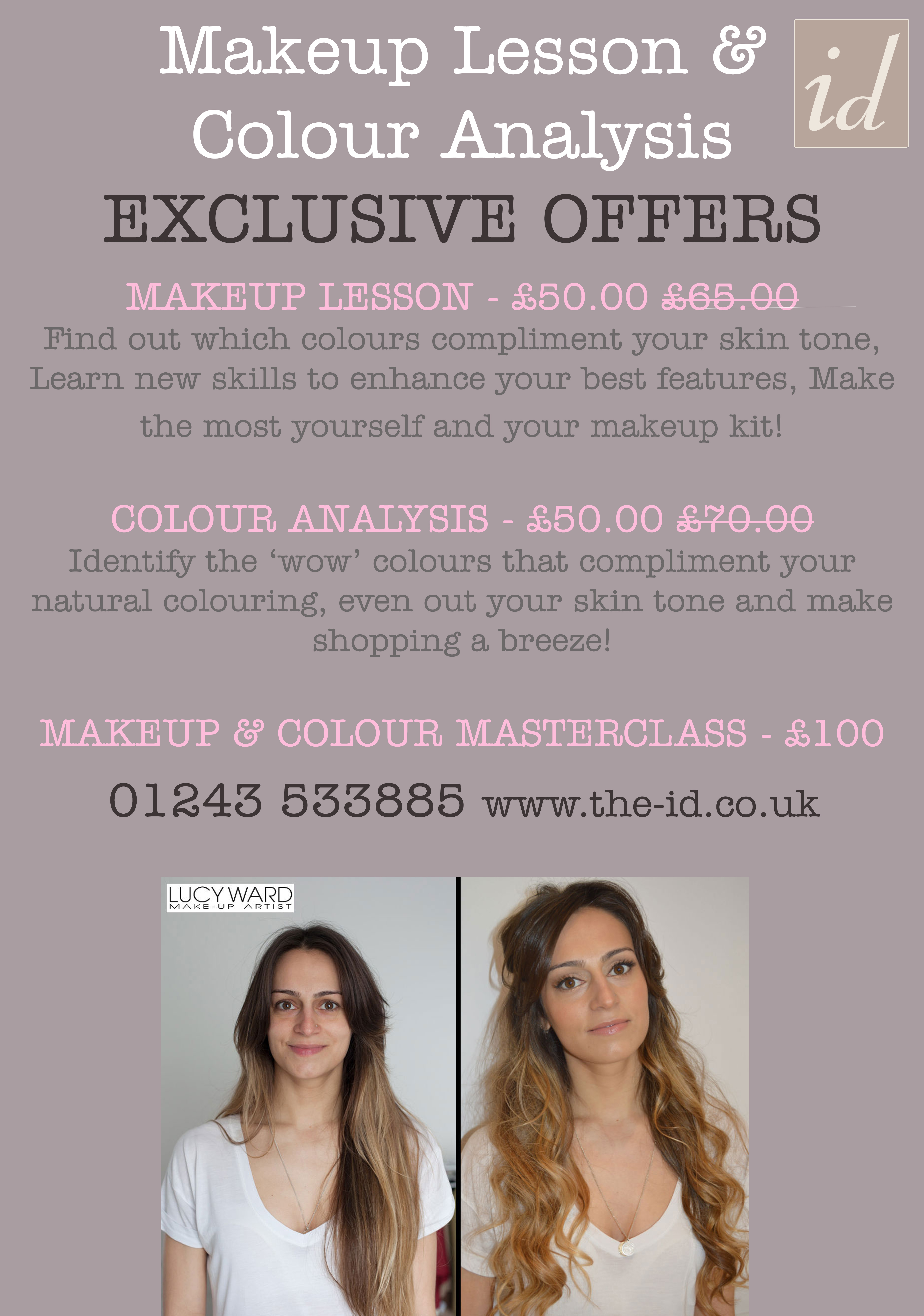 Makeup Lesson & Colour Analysis Offers at ID Makeup, Hair & Beauty Lounge Chichester | ID Makeup, Hair & Beauty Lounge Makeup Lesson & Colour Analysis Offers at ID Makeup, Hair & Beauty Lounge Chichester | ID Makeup, Hair & Beauty Lounge